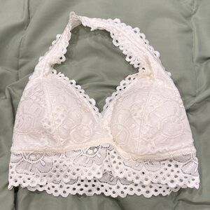 Aeropostale White Lace Halter Bralette